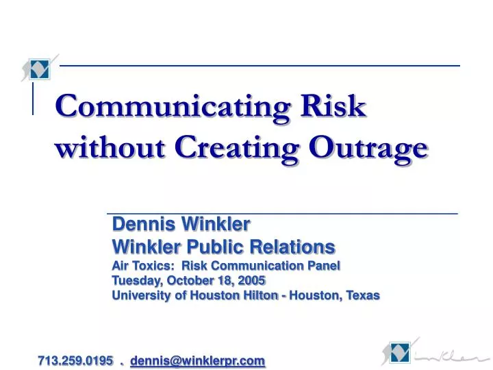 communicating risk without creating outrage