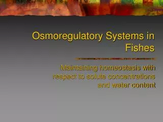 Osmoregulatory Systems in Fishes