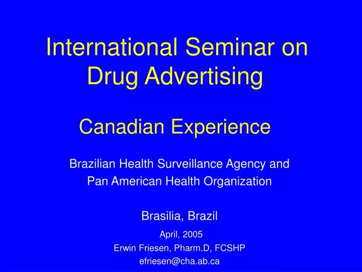 international seminar on drug advertising canadian experience