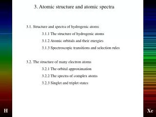 3. Atomic structure and atomic spectra