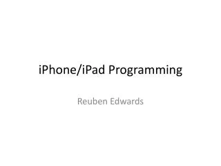 iPhone/ iPad Programming