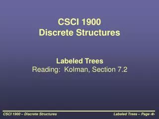CSCI 1900 Discrete Structures