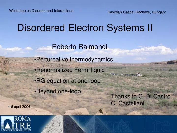 disordered electron systems ii