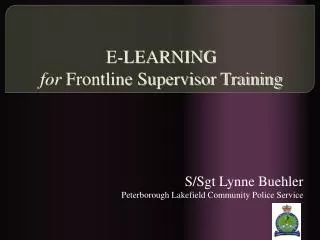 E-LEARNING for Frontline Supervisor Training