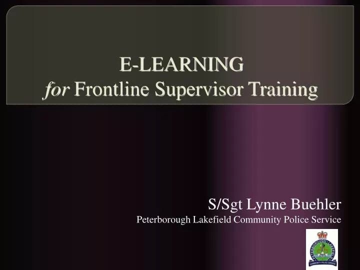 e learning for frontline supervisor training