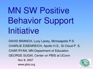 MN SW Positive Behavior Support Initiative
