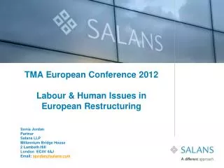 TMA European Conference 2012 Labour &amp; Human Issues in European Restructuring