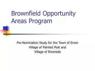 Brownfield Opportunity Areas Program