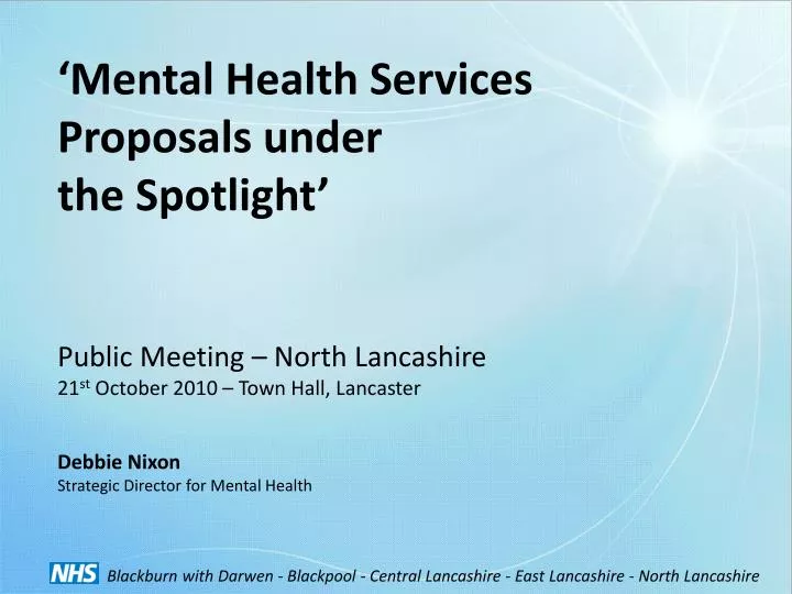 mental health services proposals under the spotlight