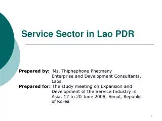 Service Sector in Lao PDR