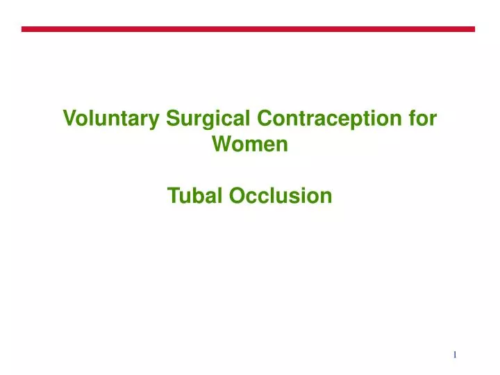voluntary surgical contraception for women tubal occlusion