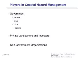 Players in Coastal Hazard Management