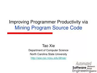Improving Programmer Productivity via Mining Program Source Code