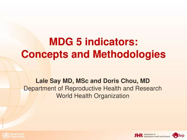 mdg 5 indicators concepts and methodologies