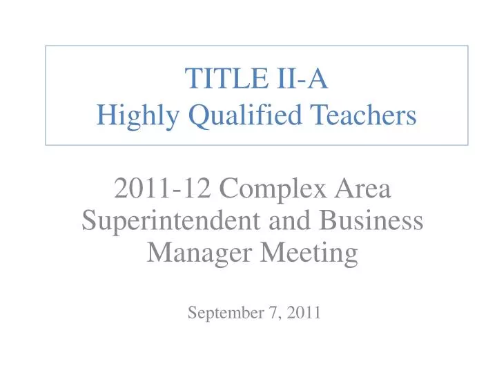 title ii a highly qualified teachers