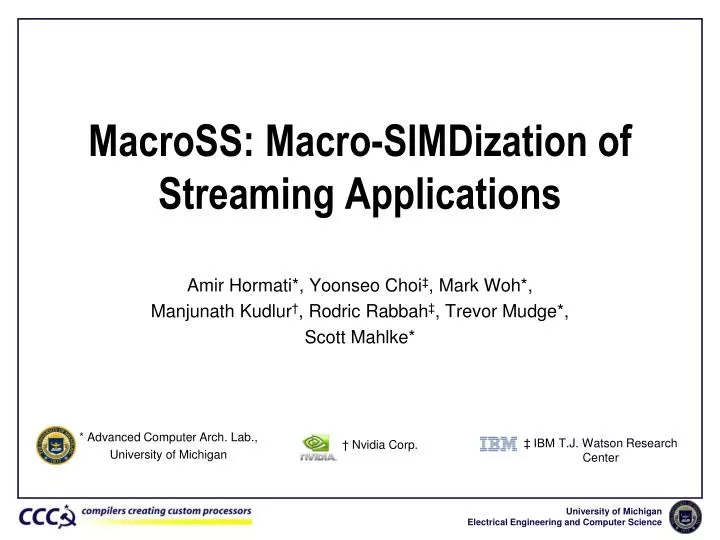 macross macro simdization of streaming applications