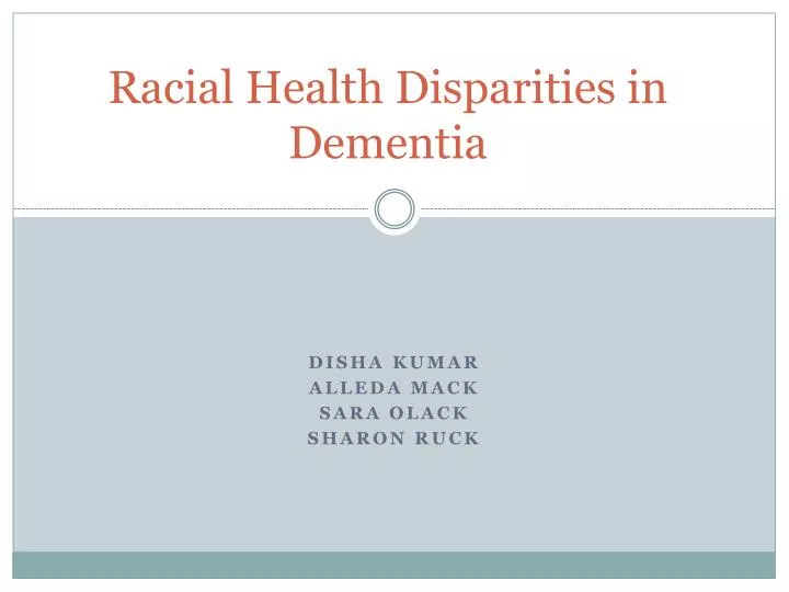racial health disparities in dementia
