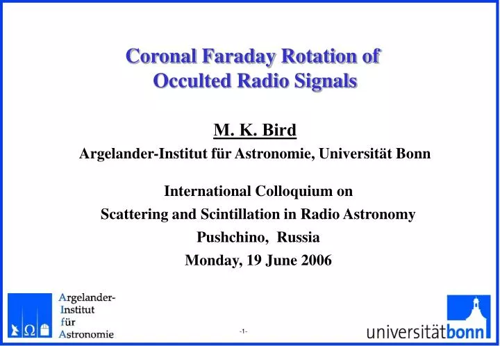 coronal faraday rotation of occulted radio signals