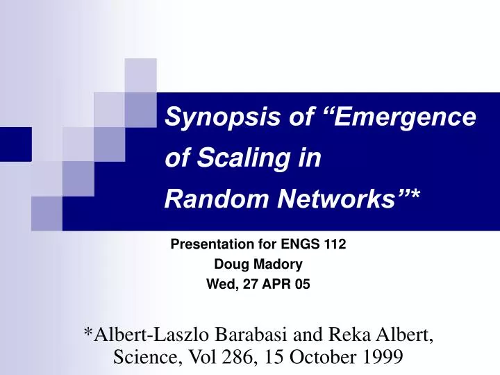 synopsis of emergence of scaling in random networks