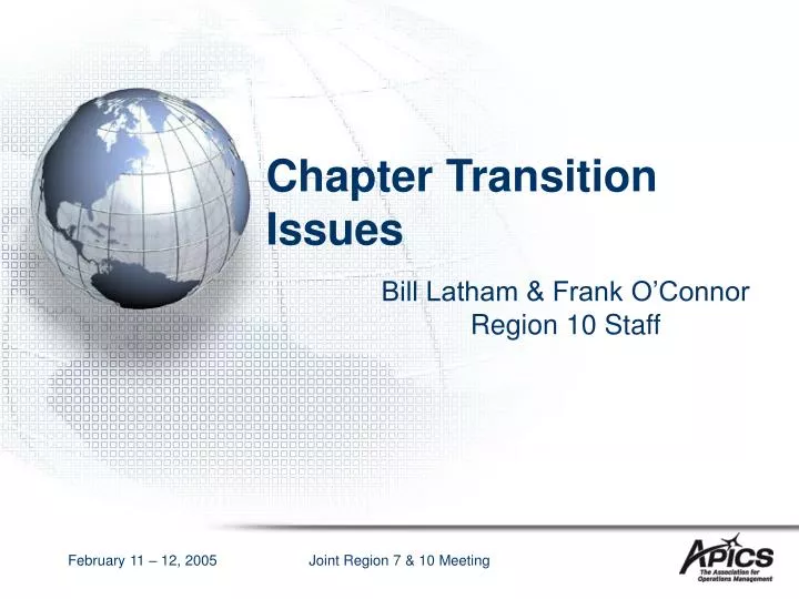 chapter transition issues