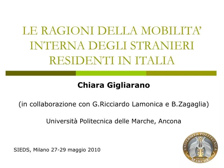 le ragioni della mobilita interna degli stranieri residenti in italia