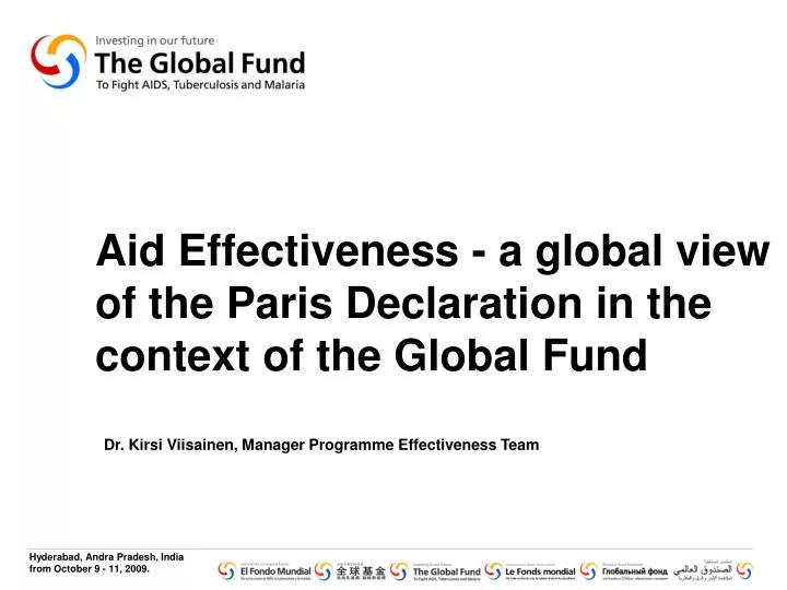 aid effectiveness a global view of the paris declaration in the context of the global fund