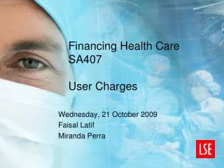 Financing Health Care SA407 User Charges