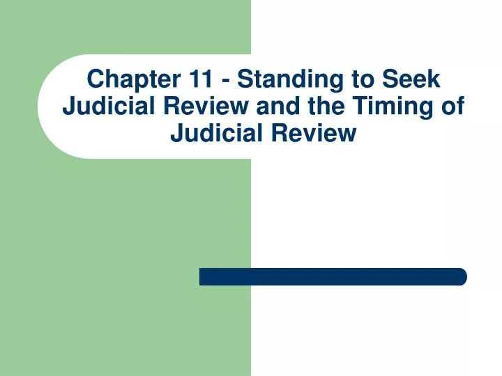 chapter 11 standing to seek judicial review and the timing of judicial review