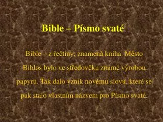 Bible – Písmo svaté