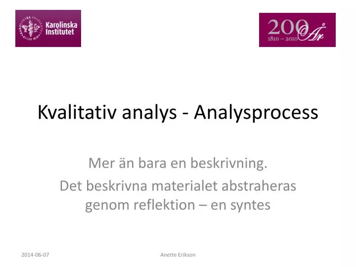 kvalitativ analys analysprocess