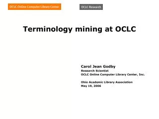 Terminology mining at OCLC