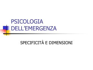 psicologia dell emergenza