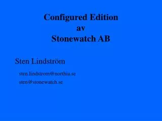 Configured Edition av Stonewatch AB