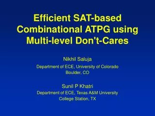 Efficient SAT-based Combinational ATPG using Multi-level Don't-Cares