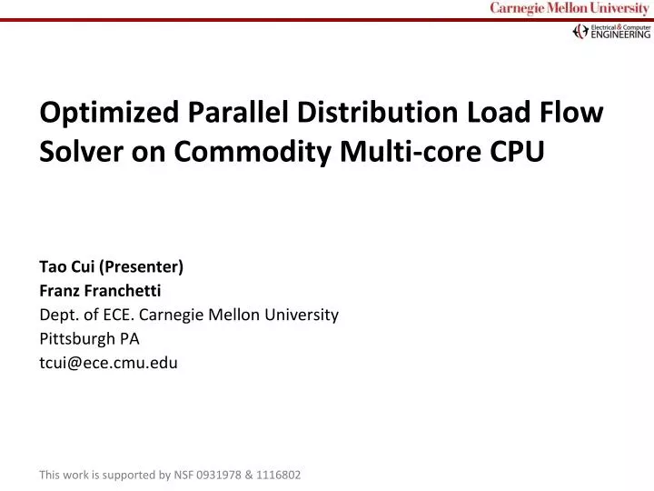 optimized parallel distribution load flow solver on commodity multi core cpu