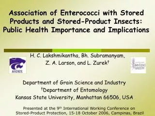 Association of Enterococci with Stored Products and Stored-Product Insects: Public Health Importance and Implications