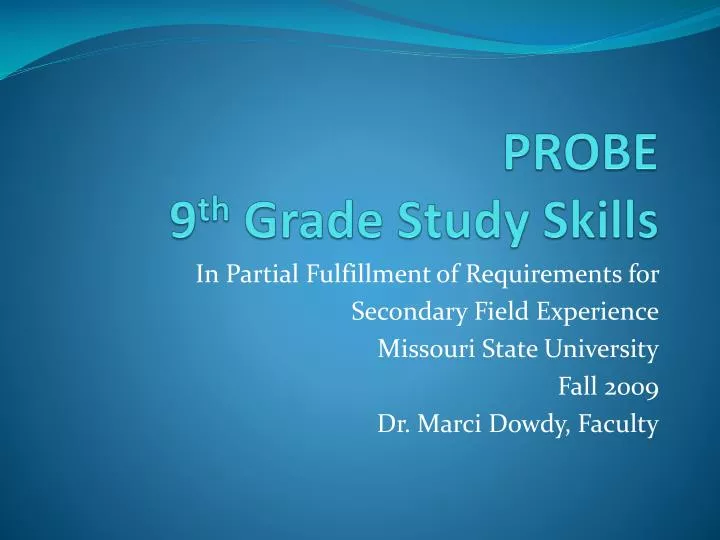 probe 9 th grade study skills