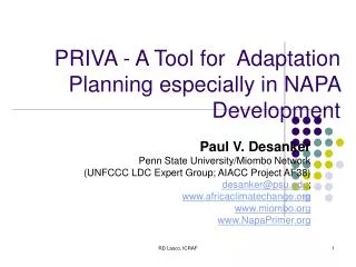 PRIVA - A Tool for Adaptation Planning especially in NAPA Development