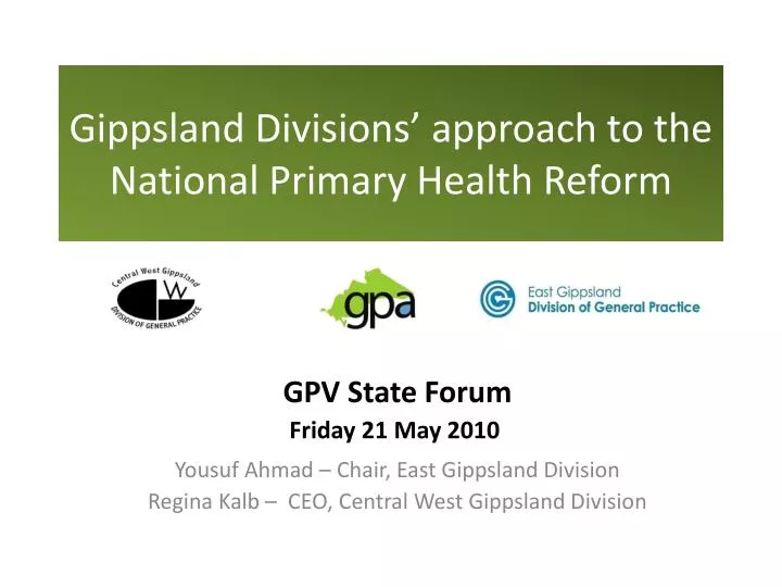 gippsland divisions approach to the national primary health reform