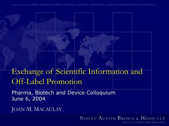 exchange of scientific information and off label promotion