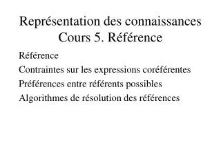 repr sentation des connaissances cours 5 r f rence