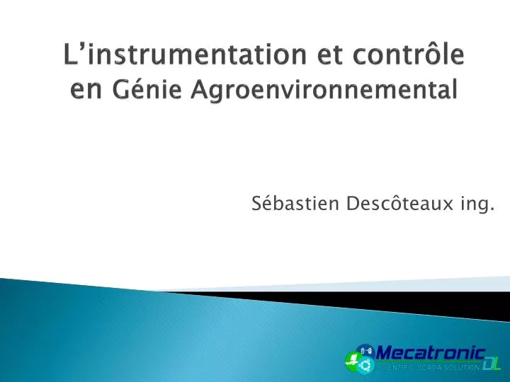 l instrumentation et contr le en g nie agroenvironnemental