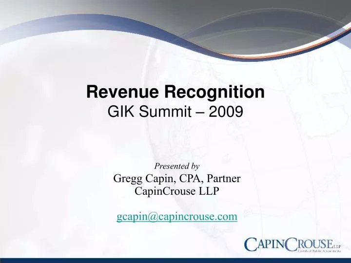 revenue recognition gik summit 2009