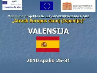 Mobilumo projektas Nr. LLP-LdV-VETPRO-2010-LT-0485 „Atrask Europos skonį (Ispanija)“