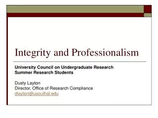 integrity and professionalism