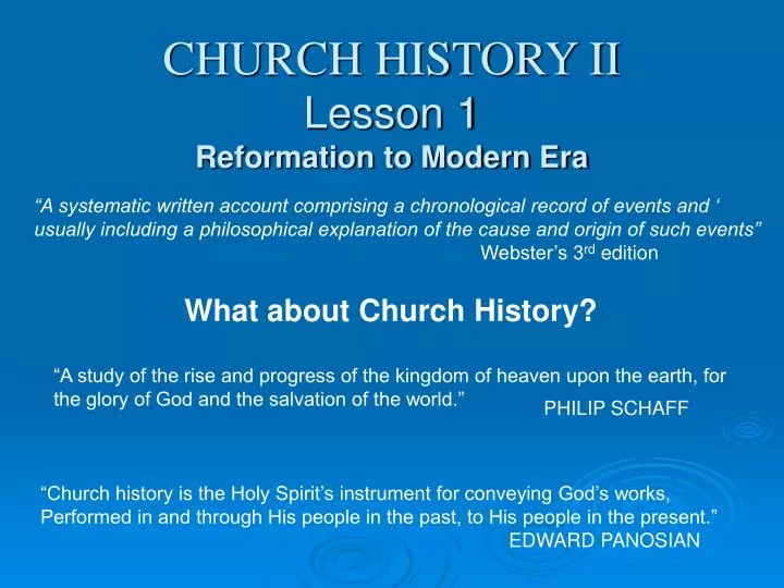 church history ii lesson 1 reformation to modern era