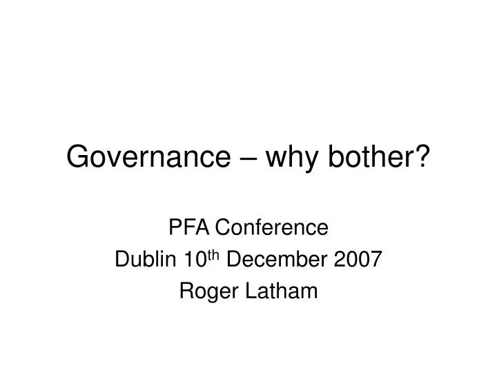 governance why bother