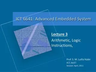 Lecture 3 Arithmetic, Logic Instructions,