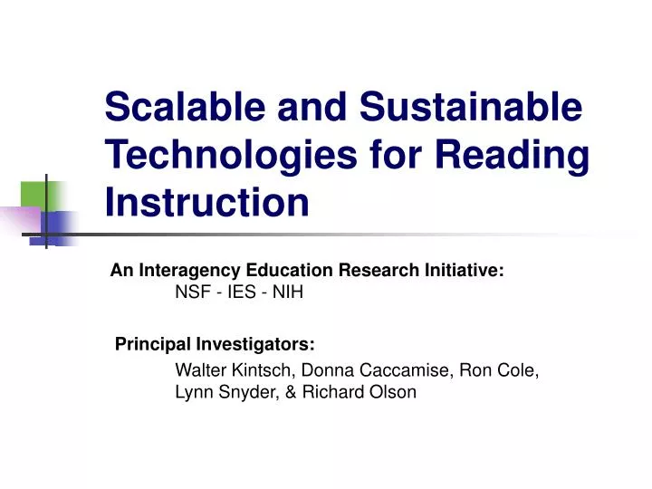 scalable and sustainable technologies for reading instruction