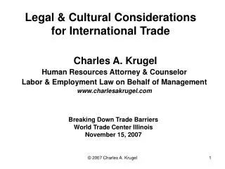 Legal &amp; Cultural Considerations for International Trade